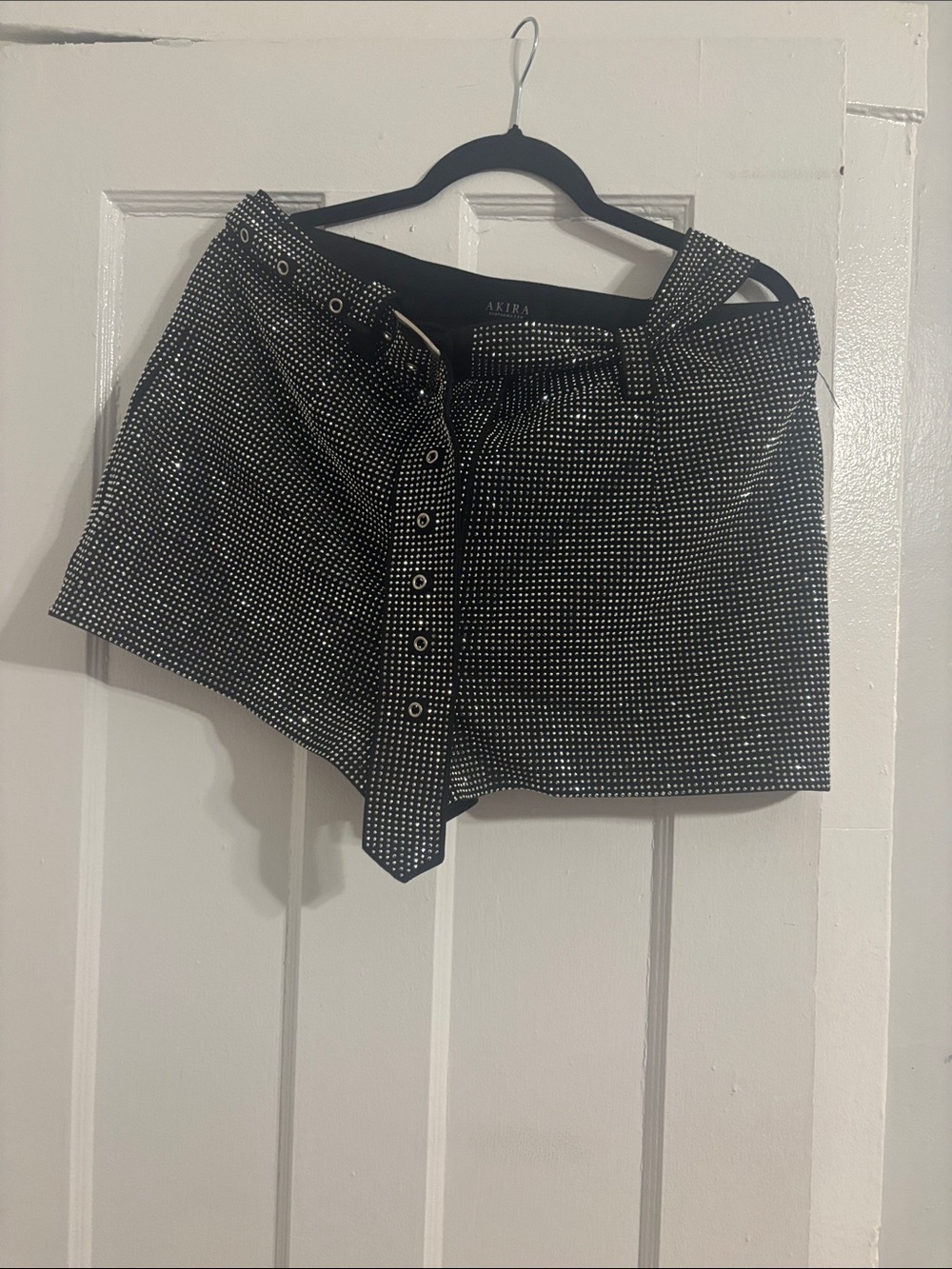 AKIRA Black Mini Skirt with Silver Stud Detail